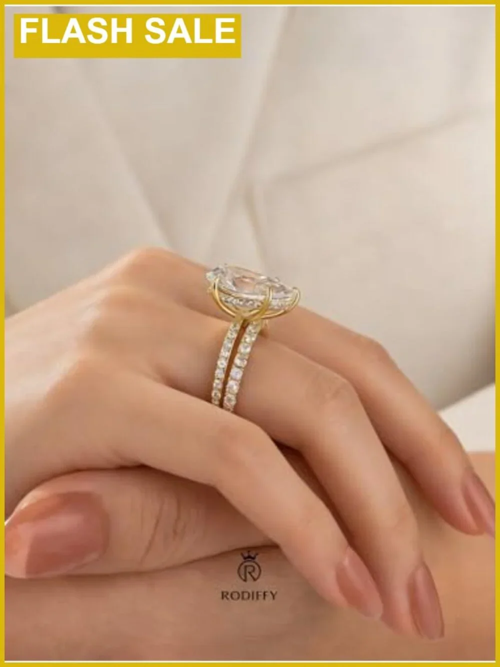 5CT Pear Cut CZ S925 Silver 18K White Gold Plated Wedding Ring Set